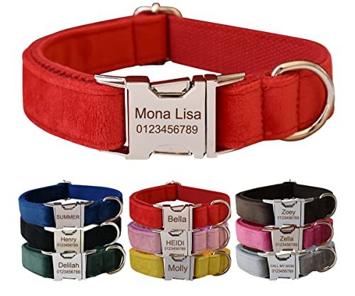 Personalisiertes Hundehalsband mit Metallschnalle, individuelle Haustiermarken mit Namen, Telefonnummer, Adresse, graviert, Samt Stil B Personalisiertes Hundehalsband mit Metallschnalle, individuelle Haustiermarken mit Namen, Telefonnummer, Adresse, graviert, Samt Stil B von CHUTRU