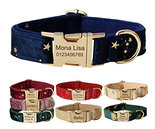Personalisiertes Hundehalsband mit Metallschnalle, individuelle Haustiermarken mit Namen, Telefonnummer, Adresse, graviert, Samtdruck Personalisiertes Hundehalsband mit Metallschnalle, individuelle Haustiermarken mit Namen, Telefonnummer, Adresse, graviert, Samtdruck von CHUTRU