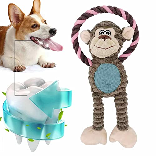 CHUYE Kuscheltier Hund Kauspielzeug,Welpen Zahnreinigung Kauspielzeug - Seil-Plüsch-Hundespielzeug, Welpenspielzeug mit BB-Ohrhörer zum Zahnen, Tauziehen, Haustierspielzeug von CHUYE