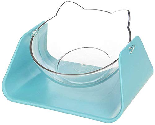 CHYIR 15 Grad verstellbarer Katzennapf, rutschfest, Mehrzweck-Wassernapf für Haustiere, blau von CHYIR