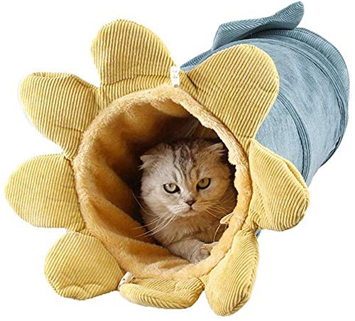 CHYIR Faltbare Kord-Katzentunnel, pflanzlich geformtes Katzennest, warmes Haustier-Spielzeug für drinnen und draußen von CHYIR