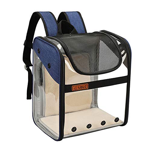 CHYIR Haustiertragetasche Rucksack Erweiterbar Transporttasche mit Drahtstruktur Faltbarer Transparent und geräumiger Rucksack für Welpen, Hunde, Katzen (Dunkelblau) von CHYIR