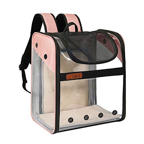 CHYIR Haustiertragetasche Rucksack Erweiterbar Transporttasche mit Drahtstruktur Faltbarer Transparent und geräumiger Rucksack für Welpen, Hunde, Katzen (Rosa) von CHYIR