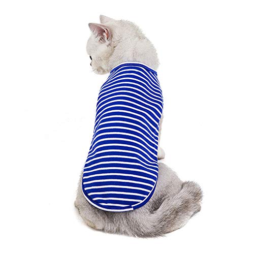 Haustier-Kleidung, gestrickt, Baumwolle, gestreift, für kleine und mittelgroße Hunde oder Katzen (XL, blau) von CHYIR