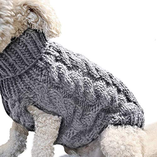 Haustier-Pullover, warme Weste, warme Hundepullover, Katzenkleidung, gestrickt, gehäkelt, Haustiermantel für Welpen, kleine, mittelgroße Hunde (XL, grau) von CHYIR