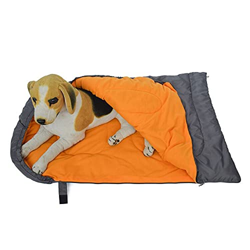 Haustierschlafsack mit Aufbewahrungstasche, wasserdicht, für Reisen, groß, tragbar, für drinnen und draußen, warm, Camping, Wandern, Rucksackreisen (Orange 1) von CHYIR