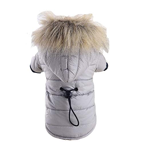 Hundejacke mit Kapuze für mittelgroße und kleine Hunde, Schneeanzug, winddicht, Größe XL, Grau von CHYIR