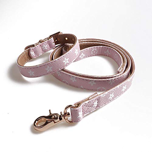 Hundeleine und Hundehalsband, geeignet für Spaziergänge und Training für kleine und mittelgroße Haustiere, verstellbare stabile und langlebige Leine (S, rosa) von CHYIR