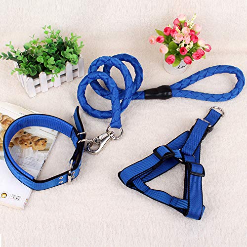 Verstellbares Hundegeschirr, Haustierweste, Hundeleine und Halsband, geeignet für kleine, mittelgroße und große Hunde (XS, blau) von CHYIR