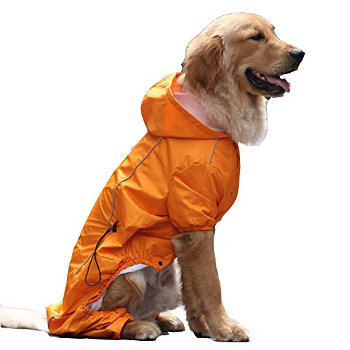 Regenmantel für Hunde, Welpen, wasserdicht, mit Kapuze, Größe XL, Orange von CHYIR