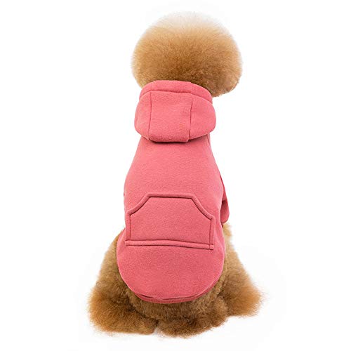 Warmer Haustiermantel mit Kapuze, weich und bequem, für kleine und mittelgroße Hunde (XL, Rosa) von CHYIR