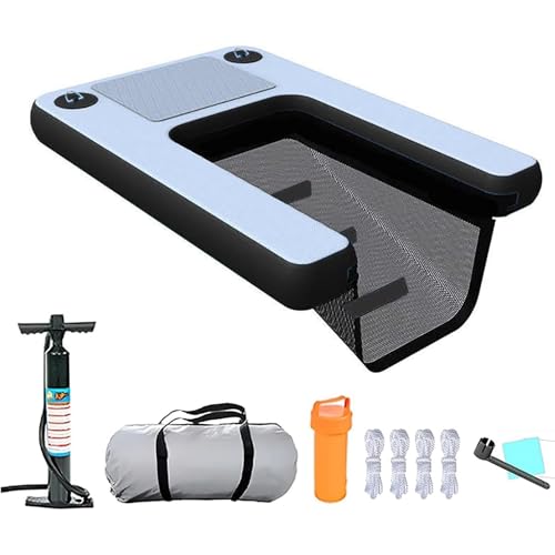 Hundewasserrampe für Pool Tragbare Wasserrampe für Hunde für den Pool, robuste Hundeschwimmleiter mit Pumpe/Seil/Aufbewahrungstasche/Reparaturset, aufblasbares Schwimmdock für Hunde(Gray) von CHZDPP