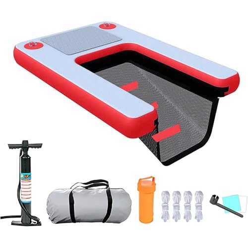 Hundewasserrampe für Pool Tragbare Wasserrampe für Hunde für den Pool, robuste Hundeschwimmleiter mit Pumpe/Seil/Aufbewahrungstasche/Reparaturset, aufblasbares Schwimmdock für Hunde(Pink) von CHZDPP