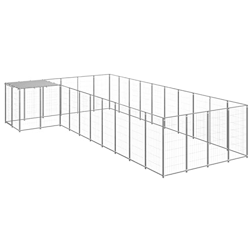 CIADAZ Hundehütte, silberfarben, 13,31 m², Stahl, Käfig für Hunde, Hundekäfig, Haus 218 von CIADAZ