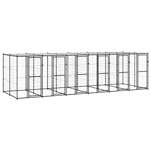 CIADAZ Hundekäfig für den Außenbereich aus Stahl mit Dach 14,52 m², Hundekäfig, Hundekäfig, Outdoorkäfig für Hunde, Käfig für Haustiere von CIADAZ