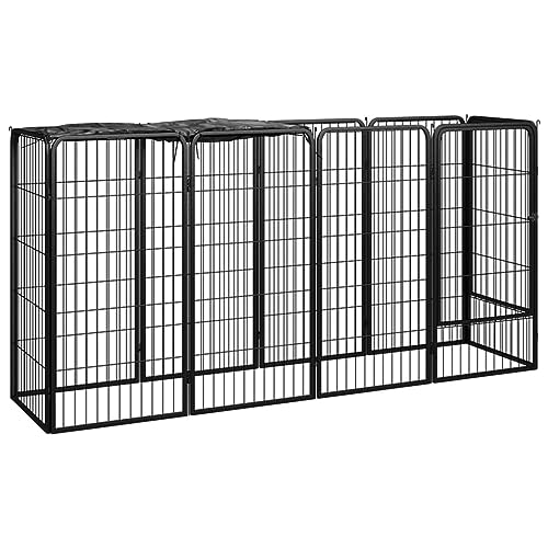 CIADAZ Hundekäfig mit 10 Paneelen aus pulverbeschichtetem Stahl, Laufstall für Hunde, Laufgitter für Hunde, Kaninchengehege, Schwarz, 50 x 100 cm von CIADAZ