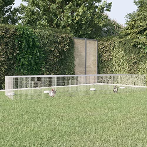 CIADAZ Käfig für Kaninchen, 4 Paneele, Meerschweinchenkäfig, Hundegehege, Zaun für Haustiere, Kaninchengehege, verzinktes Eisen, 433 x 109 x 54 cm von CIADAZ