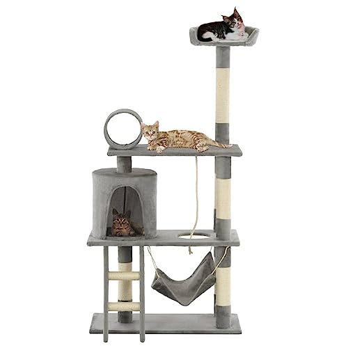 Katzenbaum mit Sisal-Kratzsäulen, CIADAZ Katzenkratzbaum, Katzenmöbel, Kratztonne Für Katzen, Aktivitätskratzbäume, Cat Scratching Post, Katzen Zubehör, 140 cm Grau Katzenbaum mit Sisal-Kratzsäulen, CIADAZ Katzenkratzbaum, Katzenmöbel, Kratztonne Für Katzen, Aktivitätskratzbäume, Cat Scratching Post, Katzen Zubehör, 140 cm Grau von CIADAZ