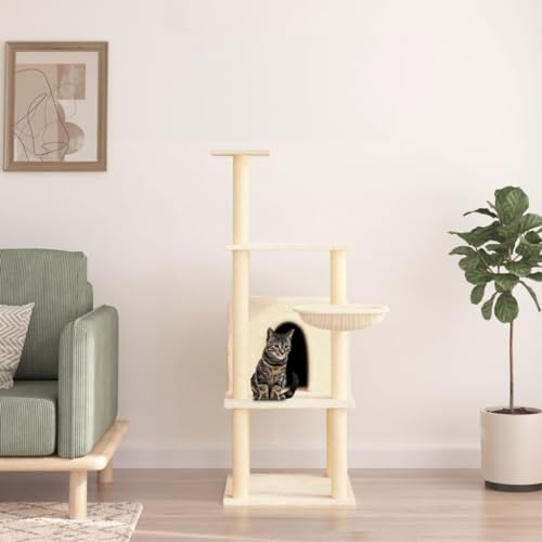 Kratzbaum mit Sisal-Kratzsäulen Creme 132 cm, CIADAZ Katzenkratzbaum, Katzenmöbel, Kratztonne Für Katzen, Aktivitätskratzbäume, Katzen Zubehör Kratzbaum mit Sisal-Kratzsäulen Creme 132 cm, CIADAZ Katzenkratzbaum, Katzenmöbel, Kratztonne Für Katzen, Aktivitätskratzbäume, Katzen Zubehör von CIADAZ