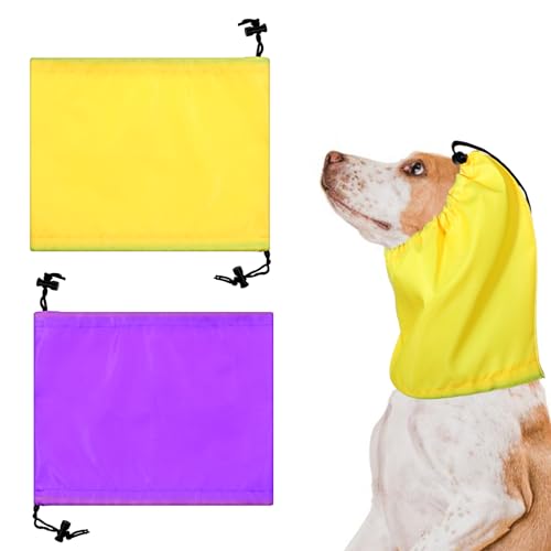 2 x Hunde-Ohrenschützer für die Badewanne, wasserdichte Hunde-Duschhaube, Gehörschutz, Badekappe, Hundeohren-Stirnband, Hundeschutz, Regenhut zum Schwimmen, Bad, Ohrwickel für Show-Regen (Gelb + 2 x Hunde-Ohrenschützer für die Badewanne, wasserdichte Hunde-Duschhaube, Gehörschutz, Badekappe, Hundeohren-Stirnband, Hundeschutz, Regenhut zum Schwimmen, Bad, Ohrwickel für Show-Regen (Gelb + von CIATBYYJ