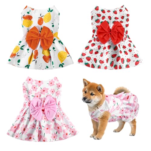 3-teiliges Hundekleider, niedliches Blumenmuster, Welpenkleider, Haustier-Kleid, Katze, Prinzessin, Schleife, niedliches Sommer-Outfit für mittelgroße und kleine Hunde, Katzen, Mädchen (3,5–6,8 kg) 3-teiliges Hundekleider, niedliches Blumenmuster, Welpenkleider, Haustier-Kleid, Katze, Prinzessin, Schleife, niedliches Sommer-Outfit für mittelgroße und kleine Hunde, Katzen, Mädchen (3,5–6,8 kg) von CIATBYYJ