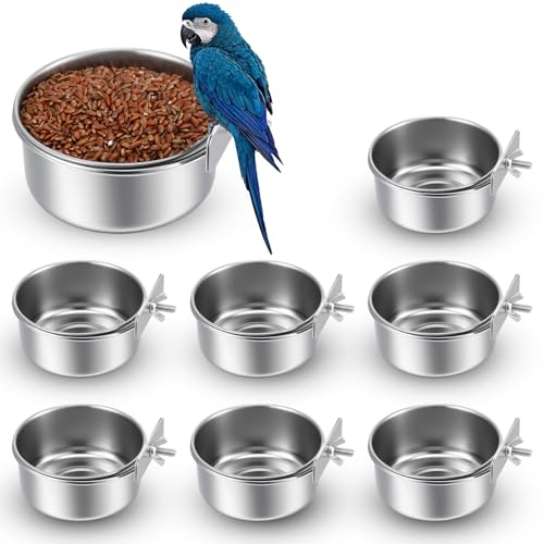8 x Edelstahl-Vogelfutterschalen mit Klemmhaltern, Futterschale für Käfig, Papageienstall, Futterschalen für Nymphensittiche, Wellensittiche, Sittiche, Aras, Lovebird, Kleintiere 8 x Edelstahl-Vogelfutterschalen mit Klemmhaltern, Futterschale für Käfig, Papageienstall, Futterschalen für Nymphensittiche, Wellensittiche, Sittiche, Aras, Lovebird, Kleintiere von CIATBYYJ