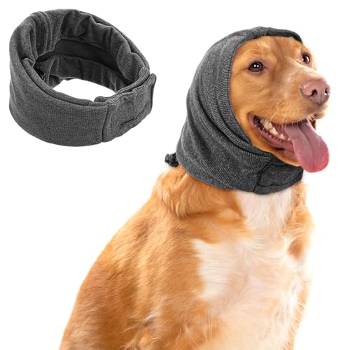 CIATBYYJ Hunde Gehörschutz, Verstellbare Ohrenschützer für Hunde, Atmungsaktiver Ohrenwärmer mit Geräuschreduzierung Dog Ear Wrap Angst Relief Hoodie-Design für Pflege/Kopf-Ohrschutz (Grau, S) von CIATBYYJ