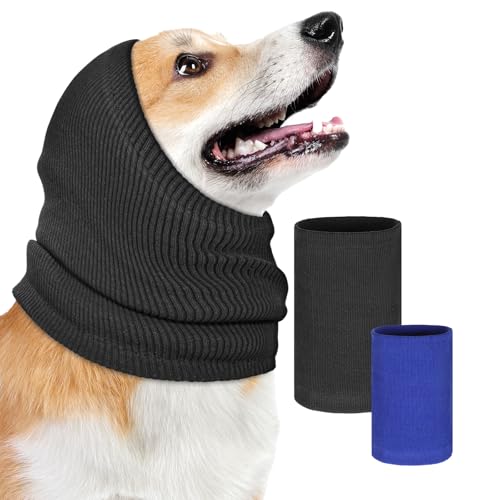 CIATBYYJ Hunde-Ohrenschützer in 2 Größen, dehnbarer Kapuzenpullover für Hunde, geräuscharmer Hundeohrenschützer, niedliche Hundeohrenabdeckungen für Halswärmer, Badpflege, Trocknen, Geräuschschutz von CIATBYYJ