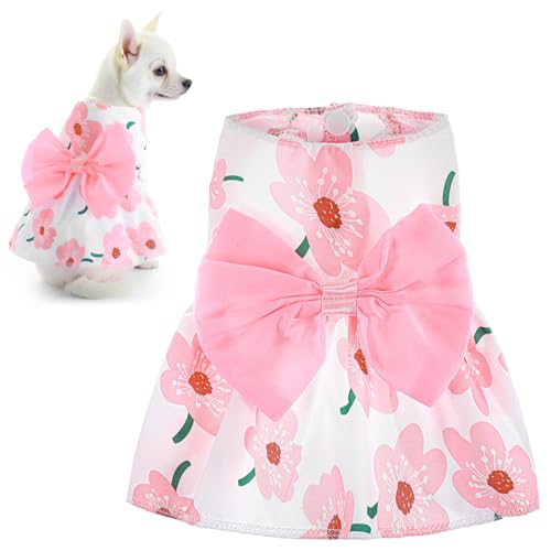 Hundekleidung, Hundekleider, süßes Blumenmuster, Welpenkleider, Haustier-Katze, Prinzessin, Schleife, niedliches Sommeroutfit für mittelgroße und kleine Hunde, Katzen, Mädchen, Größe M Hundekleidung, Hundekleider, süßes Blumenmuster, Welpenkleider, Haustier-Katze, Prinzessin, Schleife, niedliches Sommeroutfit für mittelgroße und kleine Hunde, Katzen, Mädchen, Größe M von CIATBYYJ