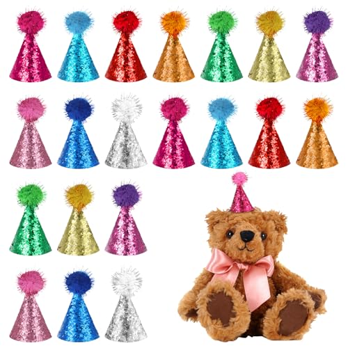 Mehrfarbige Mini-Partyhüte für Stofftiere, Mini-Party-Hüte mit verstellbarem Riemen, Glitzer, für Hunde und Katzen, Geburtstagshut, Partyhut mit Lametta-Bommel für Kätzchen, Kaninchen Mehrfarbige Mini-Partyhüte für Stofftiere, Mini-Party-Hüte mit verstellbarem Riemen, Glitzer, für Hunde und Katzen, Geburtstagshut, Partyhut mit Lametta-Bommel für Kätzchen, Kaninchen von CIATBYYJ