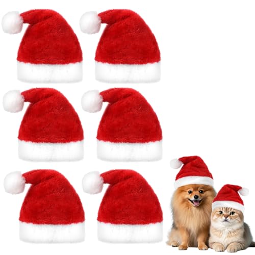Mini-Weihnachtsmannmütze für Hunde, Weihnachtsfeier, verstellbare kleine Weihnachtsmannmützen zum Basteln, kleine Weihnachtsmannmützen, Foto-Requisiten, Rot und Weiß, Korallen-Fleece, Weihnachtsmütze von CIATBYYJ