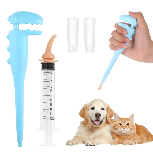 Pillen-Shooter für Katzen und Hunde, mit 2 weichen Silikonspitzen, Haustier-Medikamentendosierer mit 1 gebogenen Düsenspritze für Medikamente, Pillenschieber, Katzen- und Hunde-Pillen-Shooter, 2 Stück von CIATBYYJ