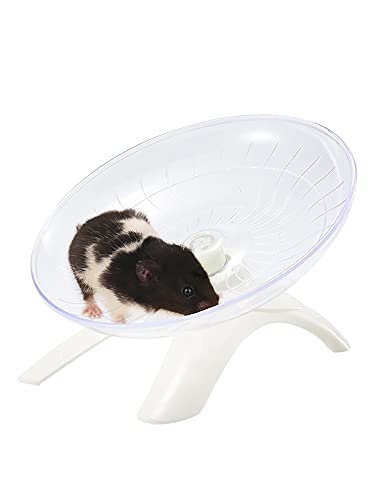 Hamster Fliegender Untertasse, Übungsrad aus Kunststoff für kleine Tiere – geräuschloser Spinner, rutschfeste Laufscheibe für Hamster, Igel, kleine Haustiere, Übungsrad (weiß) von CIAWASEI