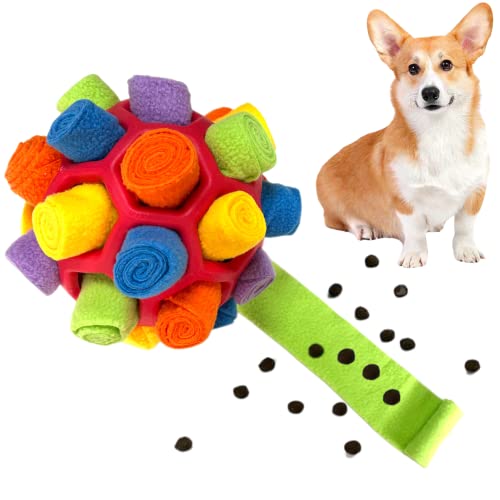 CIIVURR Schnüffelball für Hunde, Hundespielzeug Schnüffelteppich Schnüffelspielzeug für Hunde Training Tragbarer Haustier Puzzle Snuffle Ball Toys für Kleine Mitte Groß Hunde (Rot Regenbogen) von CIIVURR