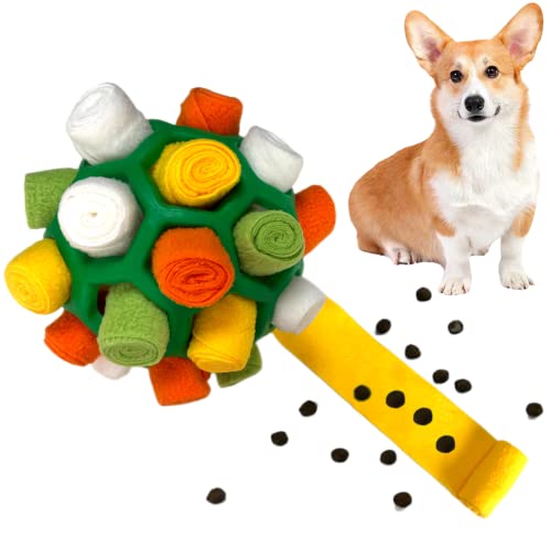 CIIVURR Schnüffelball für Hunde, Interaktive Schnüffelteppich Schnüffelspielzeug für Hunde Training Tragbarer Haustier Puzzle Snuffle Ball Toys für Kleine Mittelgroße Groß Hunde Haustier (Weiß Gelb) von CIIVURR