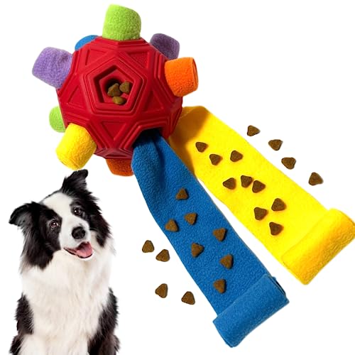 CIIVURR Schnüffelball für Hunde Hundespielzeug Unzerbrechlich Upgrade Ball Interaktives Spielzeug Snuffle Tragbarer Haustier Puzzle Snuffle Ball Toy für Kleine Mitte Groß Hunde (Rot Regenbogen) von CIIVURR