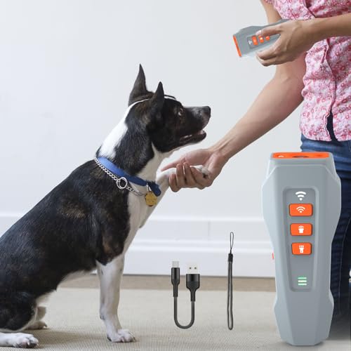 CILIENG Anti Bell Gerät für Hunde, Ultraschall Anti Bell Gerät ​Bellenstopper Hund mit 3 Frequenzstufen, Wiederaufladbar Anti-Hundebellgerät Sicher für Kleine Mittel Große Hunde(Grau) von CILIENG