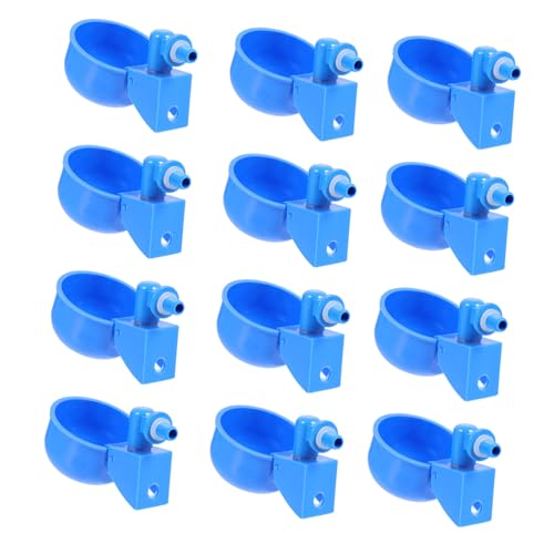 CIMAXIC 12 Stück Hühnerwasserschale Futterspender Container System Wasserbecher Für Geflügel Automatische Zuführung Automatischer Trinkbecher Für Geflügel Trinker Plastik Blue von CIMAXIC