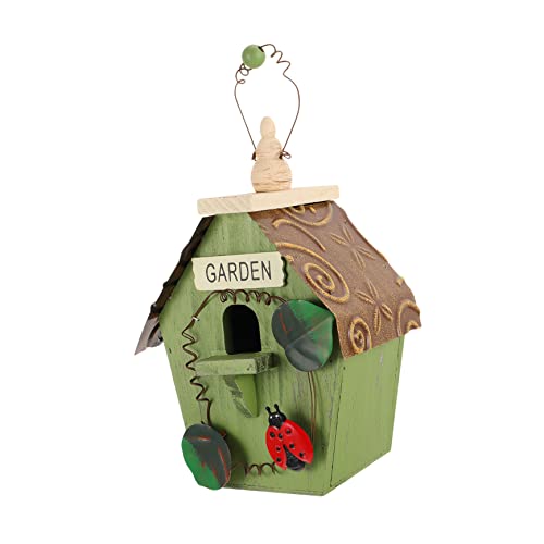 CIMAXIC 1Stück Hängendes Vogelhaus Für Garten Rustikale Außendekoration Mit Grünem Metalldach Für Kleinvögel Nistkasten Für Terrasse CIMAXIC 1Stück Hängendes Vogelhaus Für Garten Rustikale Außendekoration Mit Grünem Metalldach Für Kleinvögel Nistkasten Für Terrasse von CIMAXIC