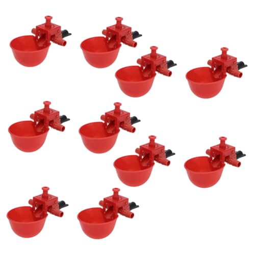 CIMAXIC 30 Stück Automatische Trinkschale Vogelwasserfuttermittel für Käfig Wachtel-Feeder Hühner-Trinkbecher geflügel tränke wasserbecken Hühnerwasserer Farm Geflügelfutter Plastik rot von CIMAXIC