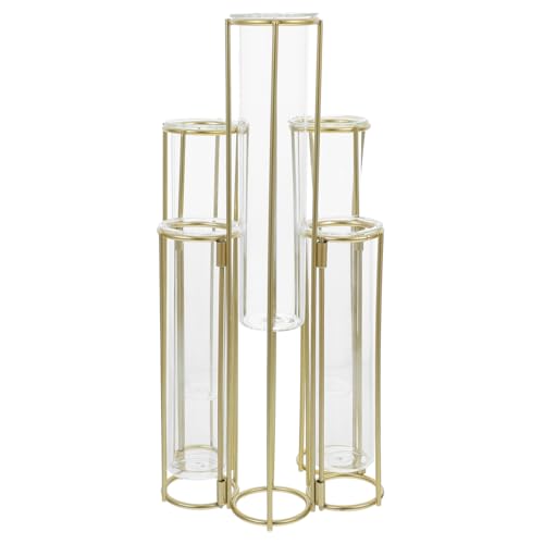 CIMAXIC Aufklappbare Blumenvasen, Reagenzglas, Blumenvase Mit 5 Glas-reagenzgläsern, Metallrahmen, Anzuchtstation, Pflanzenhalter, Röhren Für Zuhause, Hochzeitsdekoration CIMAXIC Aufklappbare Blumenvasen, Reagenzglas, Blumenvase Mit 5 Glas-reagenzgläsern, Metallrahmen, Anzuchtstation, Pflanzenhalter, Röhren Für Zuhause, Hochzeitsdekoration von CIMAXIC