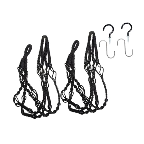 CIMAXIC Boho Handgewebter Baumwollseil Hängekorb Für Pflanzen 2 Teiliges Set Mit 4 Haken Ideal Für Balkon Garten Und Innenräume Hängende Blumentöpfe Für Eine Stilvolle von CIMAXIC