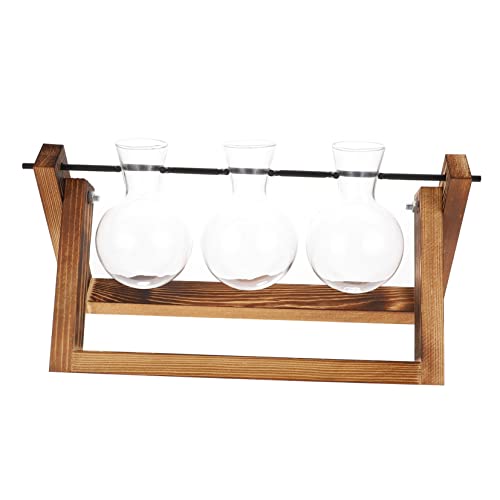 CIMAXIC Retro Tisch-vase Mit Drehbarem Halter Für Wasserpflanzen Holzständer Terrarium Mit Transparentem Glaskörper Für Hydroponik Und Wohnraumdekoration CIMAXIC Retro Tisch-vase Mit Drehbarem Halter Für Wasserpflanzen Holzständer Terrarium Mit Transparentem Glaskörper Für Hydroponik Und Wohnraumdekoration von CIMAXIC