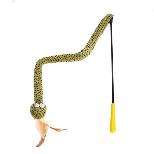 CINGHI LUSSO Snake Shaped Cat Teaser Stick Cat Wand Toy Funny Interactive Cat Toys Plush Snake with Feather Indoor Interactive Cat Toys von CINGHI LUSSO