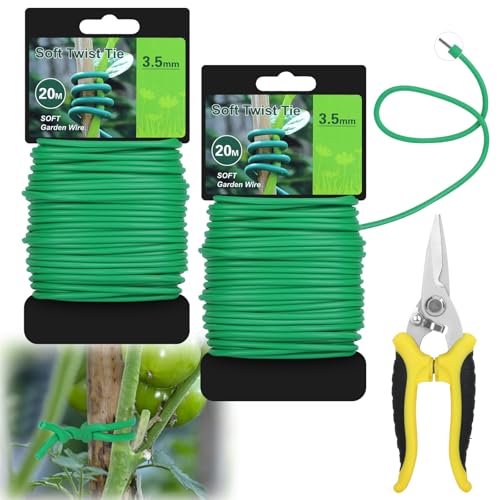 CIOXSOIO 40m Grüner Gartendraht mit Schneider, 2 Rollen 3.5mm Flexibler Pflanzendraht, indedraht Gummiert, Pflanzendraht Ummantelt Dick, Pflanzendraht für Tomaten, Weinreben, Kletterpflanzen CIOXSOIO 40m Grüner Gartendraht mit Schneider, 2 Rollen 3.5mm Flexibler Pflanzendraht, indedraht Gummiert, Pflanzendraht Ummantelt Dick, Pflanzendraht für Tomaten, Weinreben, Kletterpflanzen von CIOXSOIO