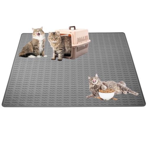 Katzenklo Matte,katzenstreu Matte,silikonmatte groß(120x89cm), Silikon Katzenstreu Matte für Streukontrolle, wasserdicht,Geeignet als Platzset für Haustiere von CISSIYOG