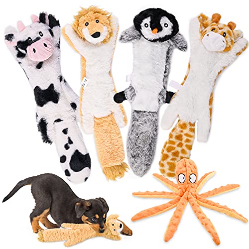CITAMAMA Quietschendes Hundespielzeug, 5 Stück Hundeplüschspielzeug Keine Füllung ​Kauspielzeug für Hunde Zahnreinigung Interaktives Trainingsspielzeug für Kleine Medium Hund von CITAMAMA