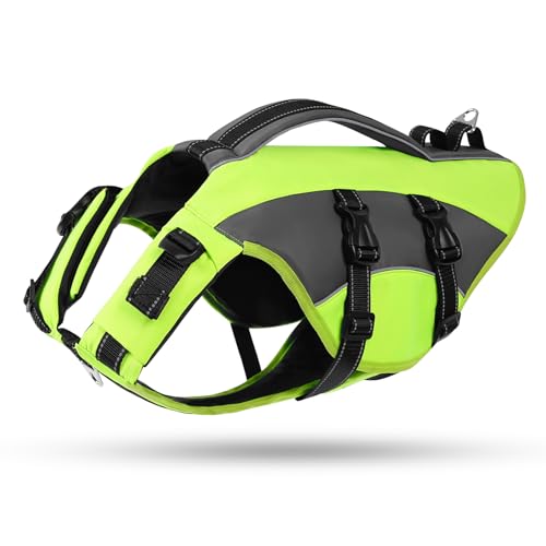 CITÉTOILE Hunde Schwimmweste mit Griff und Reflektierend, Einstellbare Rettungsweste für Kleine Mittel Große Hunde, Langlebigem für Wassersport Schwimmen und Bootfahren, Grün, S von CITÉTOILE