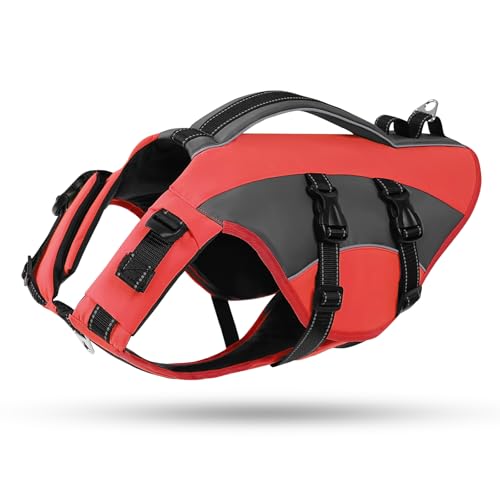CITÉTOILE Hunde Schwimmweste mit Griff und Reflektierend, Einstellbare Rettungsweste für Kleine Mittel Große Hunde, Langlebigem für Wassersport Schwimmen und Bootfahren, Rot, XS von CITÉTOILE