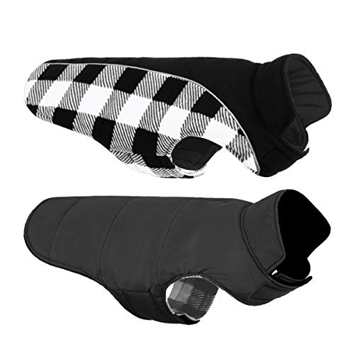 CITÉTOILE Hundemantel Winter Wasserdicht Winddichte, Wendbarer Hundejacke für Kleine Mittel Große Hunde, Hundemantel Baumwolle mit Geschirrloch, Reflektierend Warm Verstellbarer, Schwarz, XS von CITÉTOILE